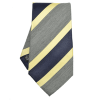 Navy Grey and Yellow Striped Tie - Tie