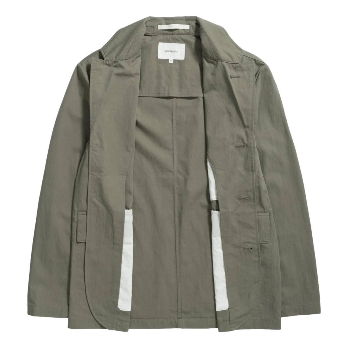 Nilas Fine Broken Twill Work Jacket Sediment Green - Blazer