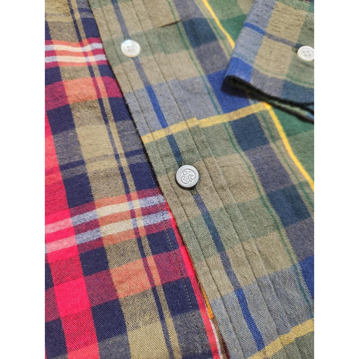 No103 Contrast Panel Button Down Patchwork Shirts