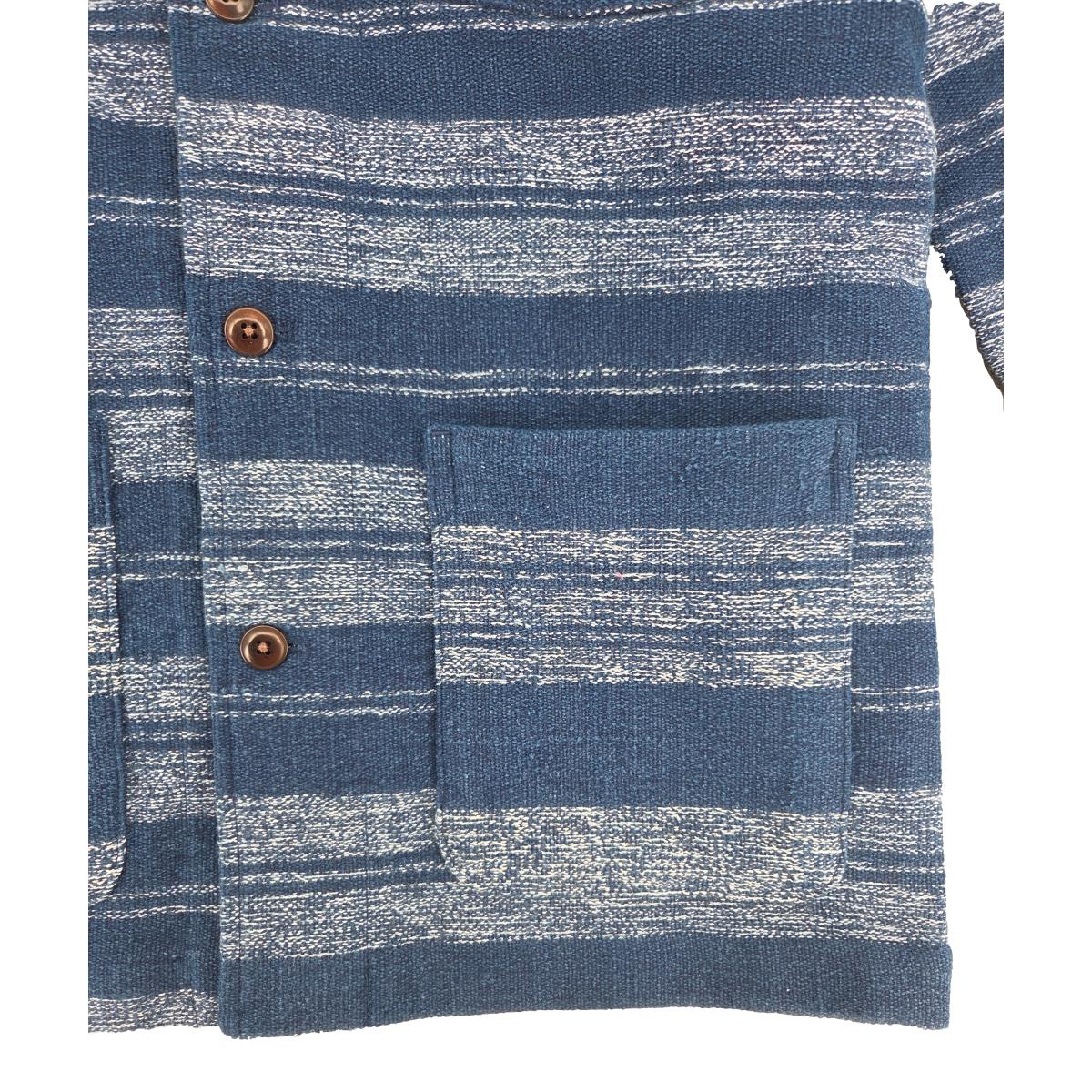No140 Stout Shirt Jacket Navy White Multi Stripe - Shirts