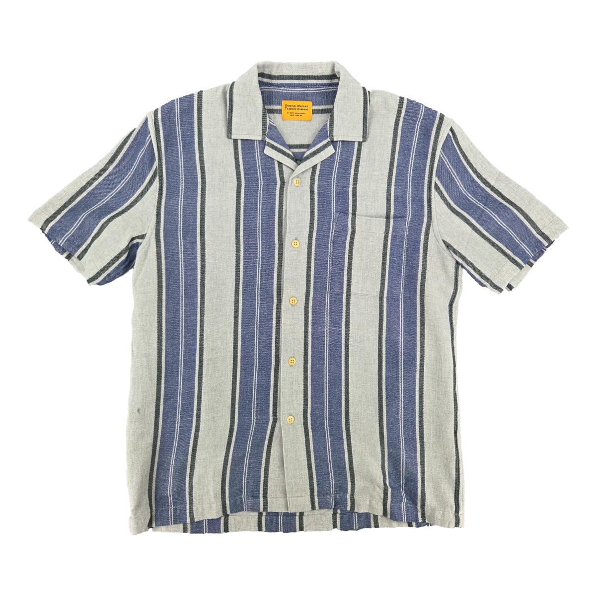 No153 Lax Camp Collar Blue Grey Stripe - Shirts