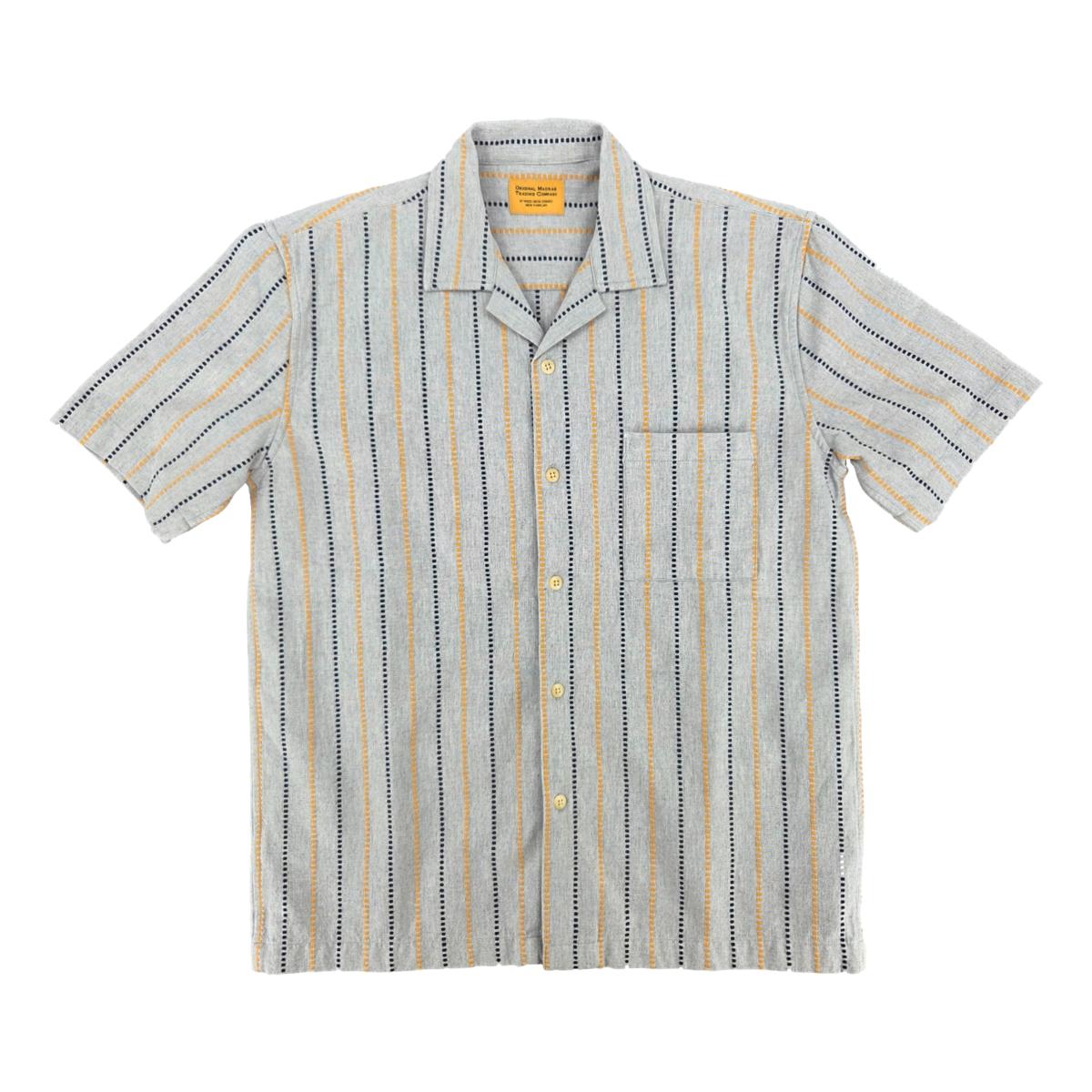 No153 Lax Camp Collar Blue Yellow Stripe - Shirts