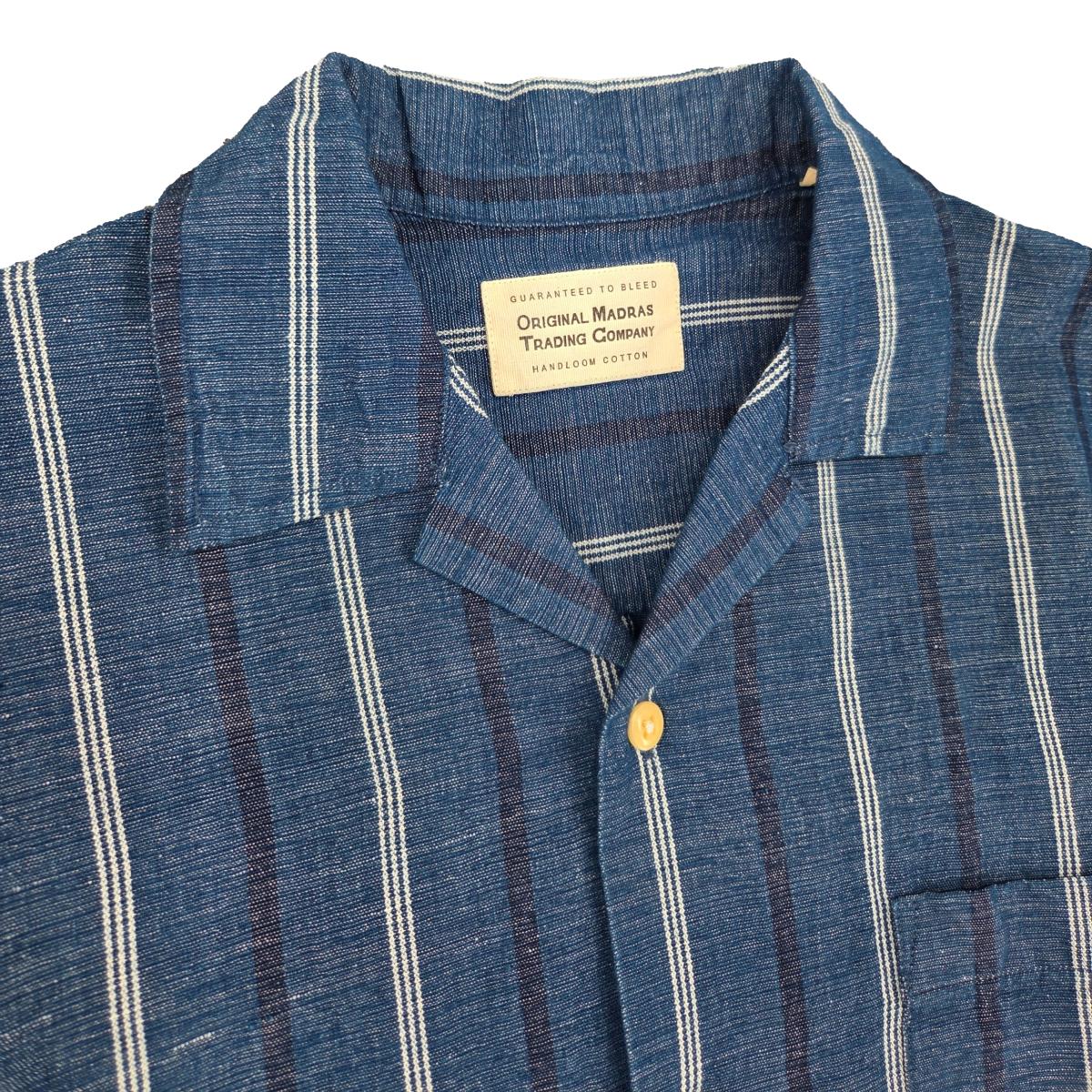 No153 Lax Camp Collar Indigo Stripe - Shirts
