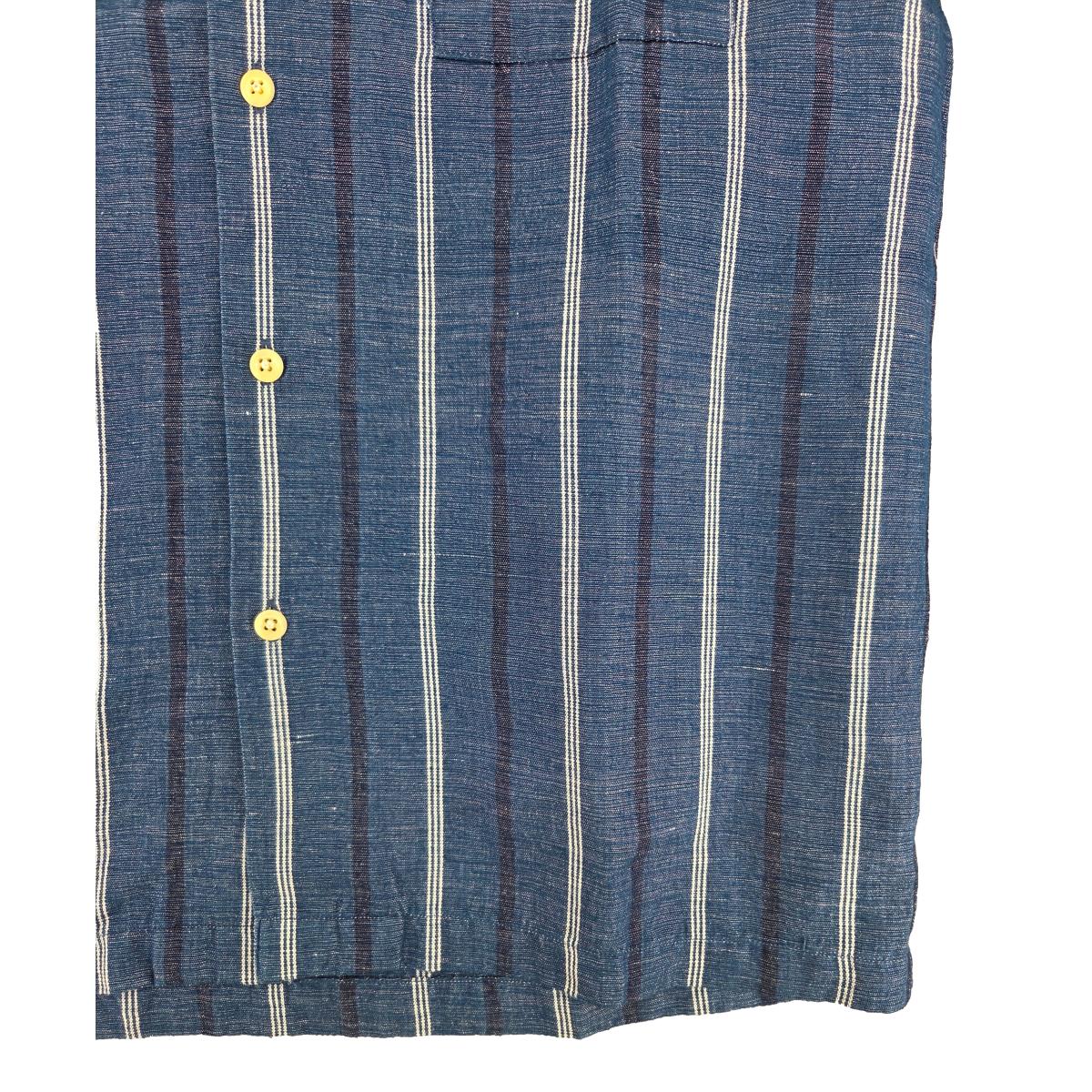 No153 Lax Camp Collar Indigo Stripe - Shirts