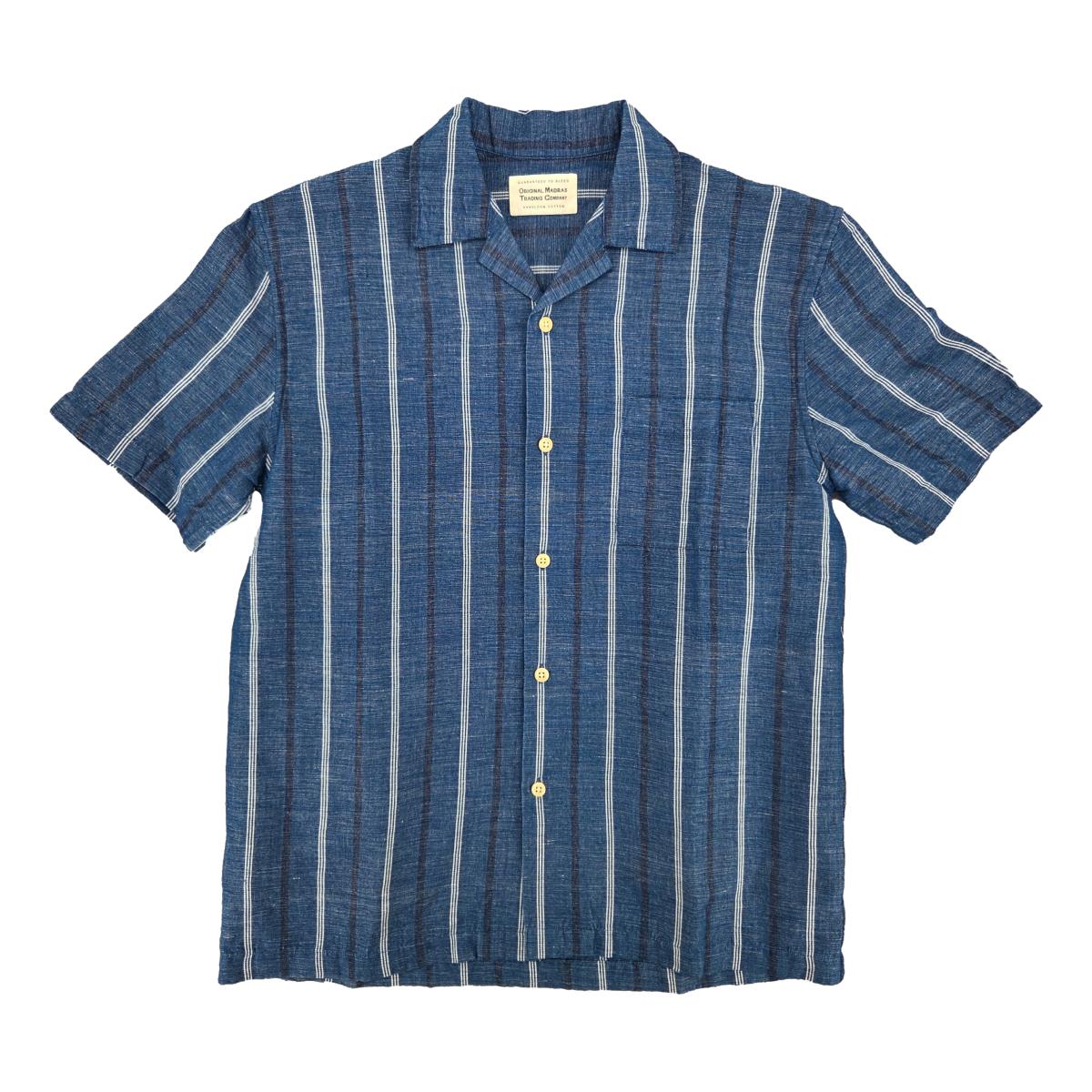 No153 Lax Camp Collar Indigo Stripe - Shirts