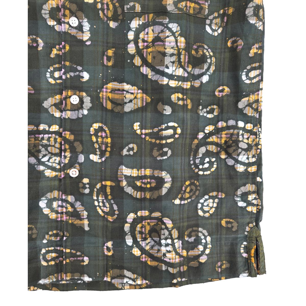 No30 Cuban Short Sleeve Shirt Green Print - Shirts