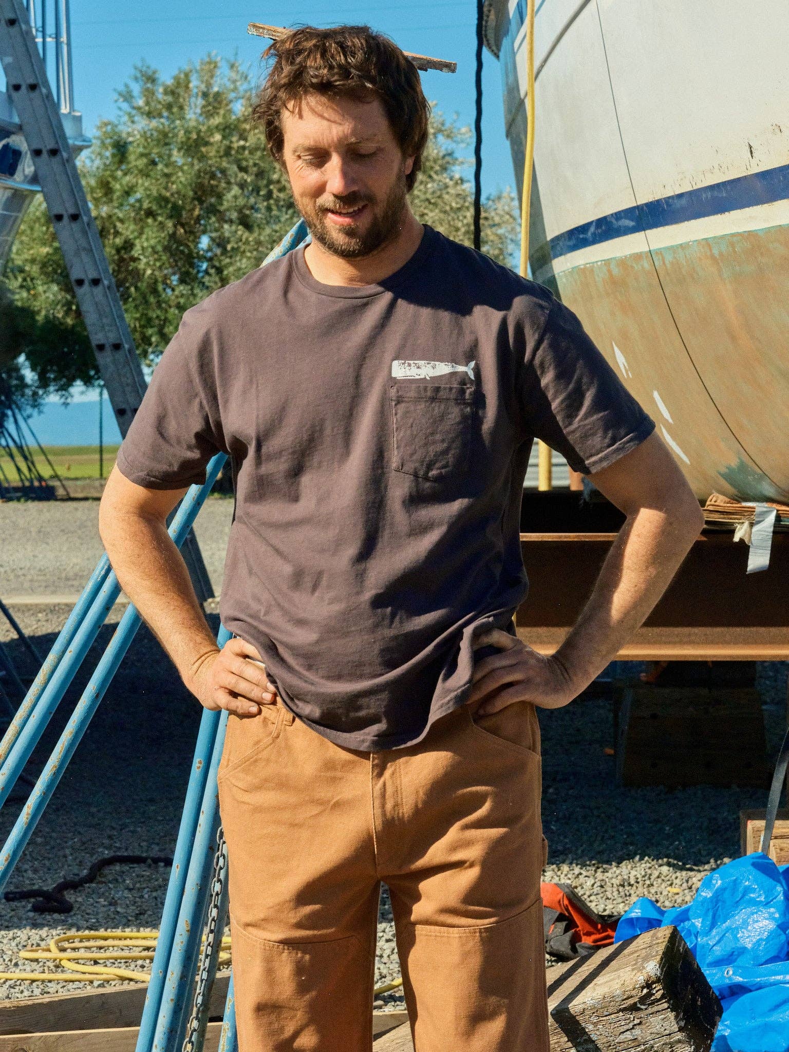 Olde Whale Tee: Faded Black