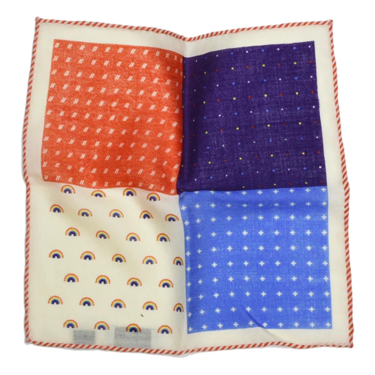 Orange Hem 4 Sided Wool Pocket Square - Pocket Square