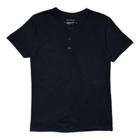 Organic Cotton Short Sleeve Henley Black - Henley