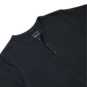 Organic Cotton Short Sleeve Henley Black - Henley
