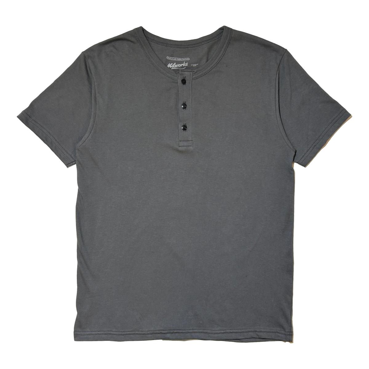 Organic Cotton Short Sleeve Henley Grey - Henley