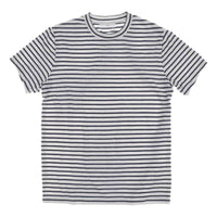 Organic Hemp Stripe Crew Tee White - T Shirt