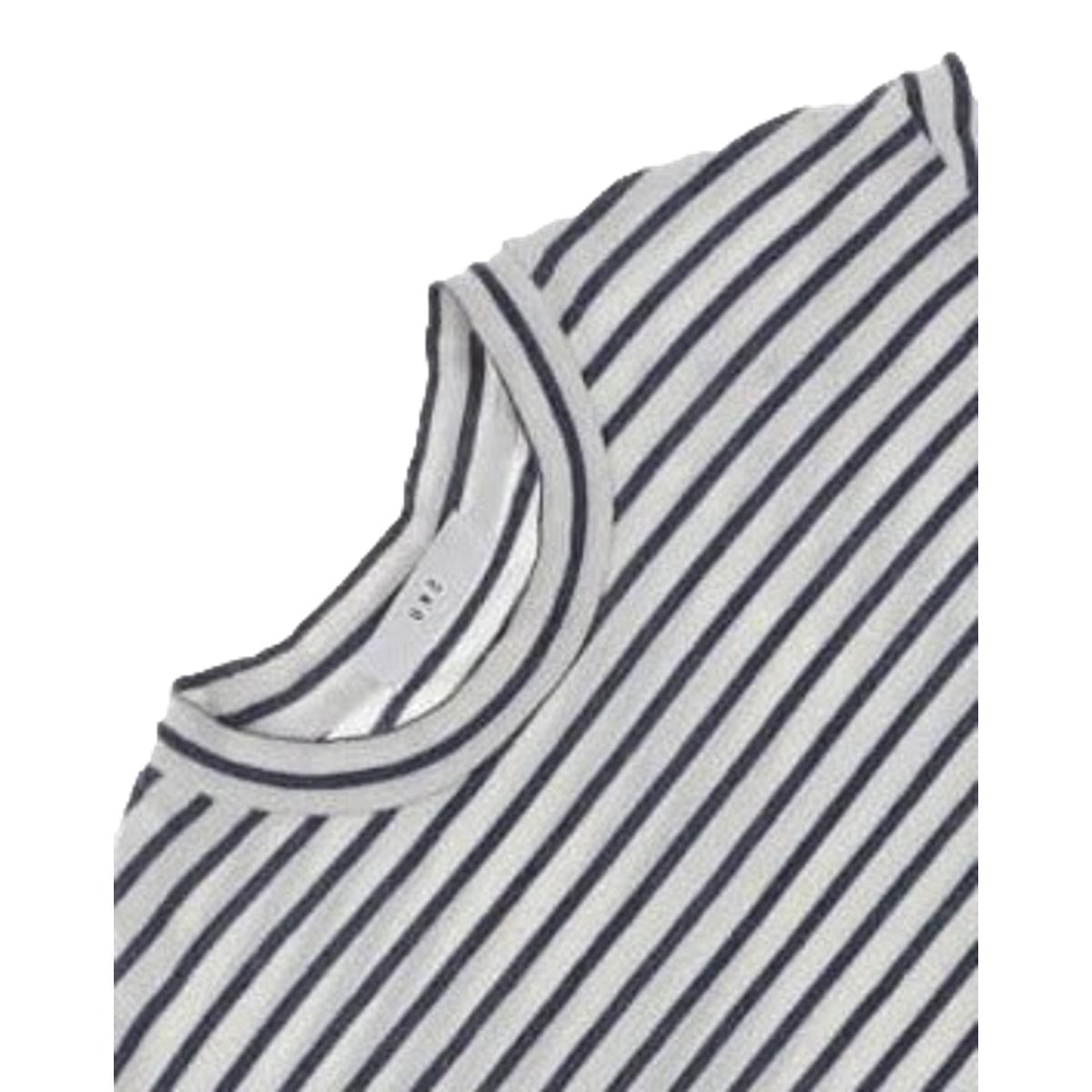 Organic Hemp Stripe Crew Tee White - T Shirt