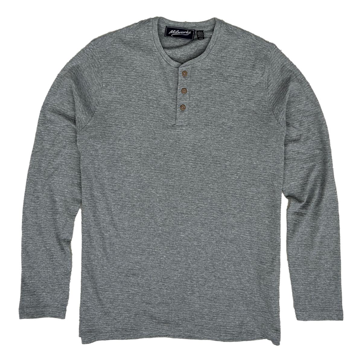 Ottoman Long Sleeve Henley Grey Marl - Henley