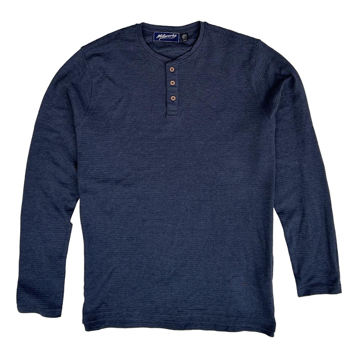 Ottoman Long Sleeve Henley Navy - Henley