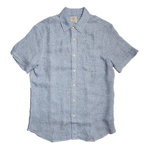 Palma Linen Shirt Blue Basketweave - Shirts