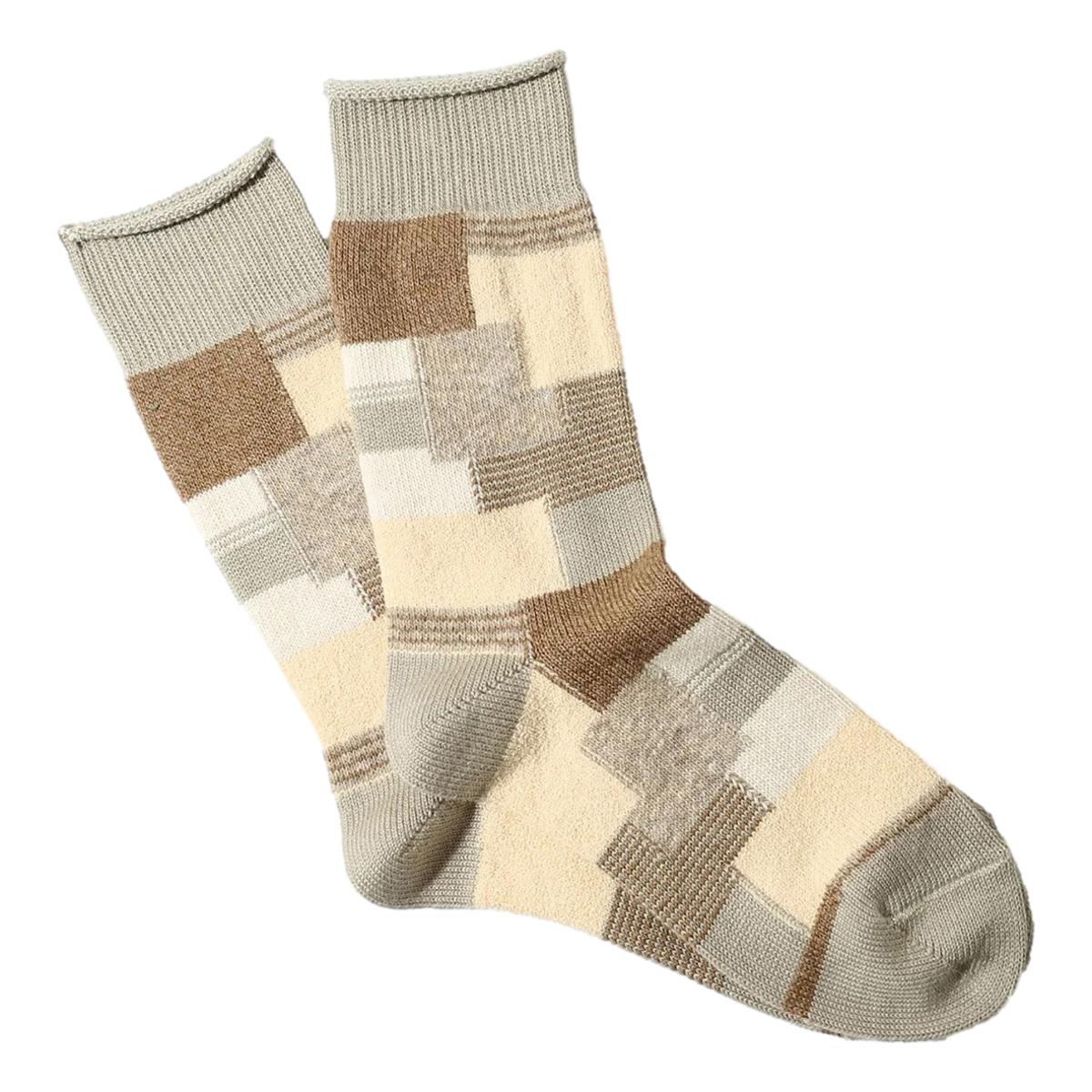 Patchwork Crew Beige - Socks