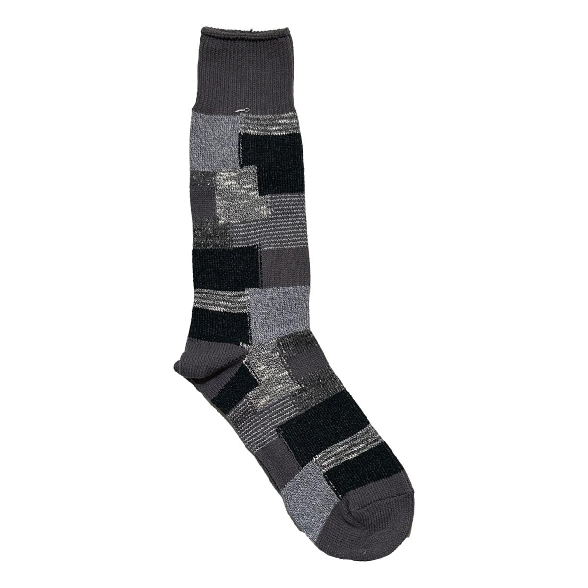 Patchwork Crew Black Grey - Socks