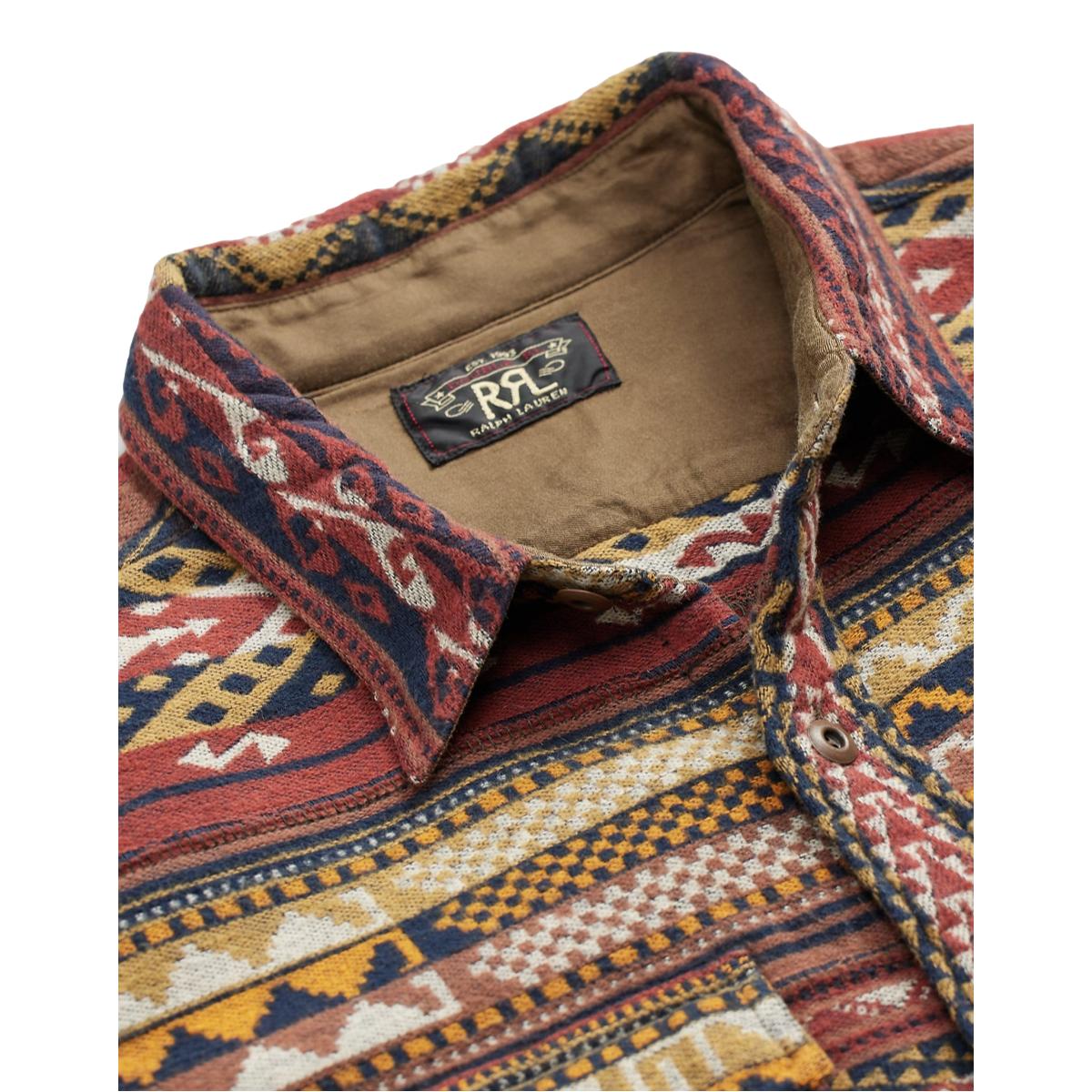 Patchwork Jacquard Workshirt Red Multi - Overshirt