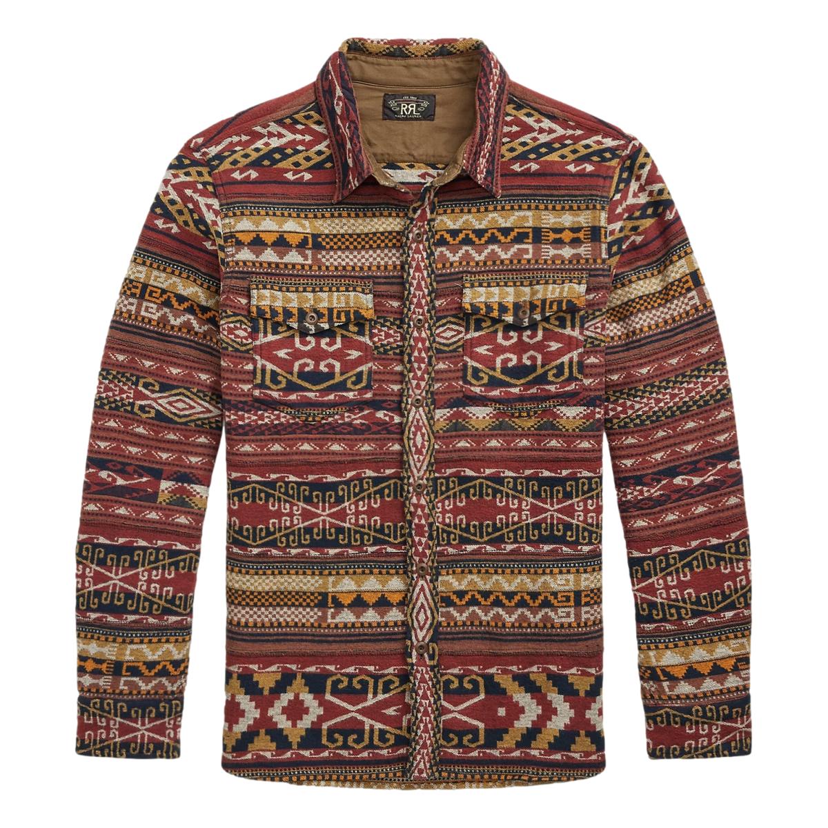 Patchwork Jacquard Workshirt Red Multi - Overshirt