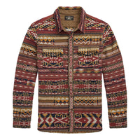 Patchwork Jacquard Workshirt Red Multi - Overshirt
