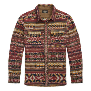 Patchwork Jacquard Workshirt Red Multi - Overshirt