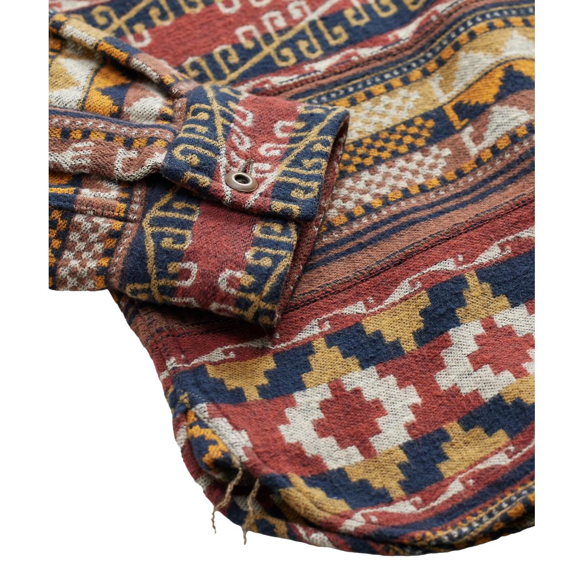 Patchwork Jacquard Workshirt Red Multi - Overshirt