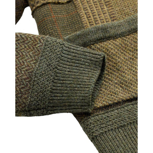 Patchwork Wool-Cashmere Sweater Jacket Olive Multi