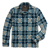 Patterned Jacquard Overshirt Cream Navy - Shirt