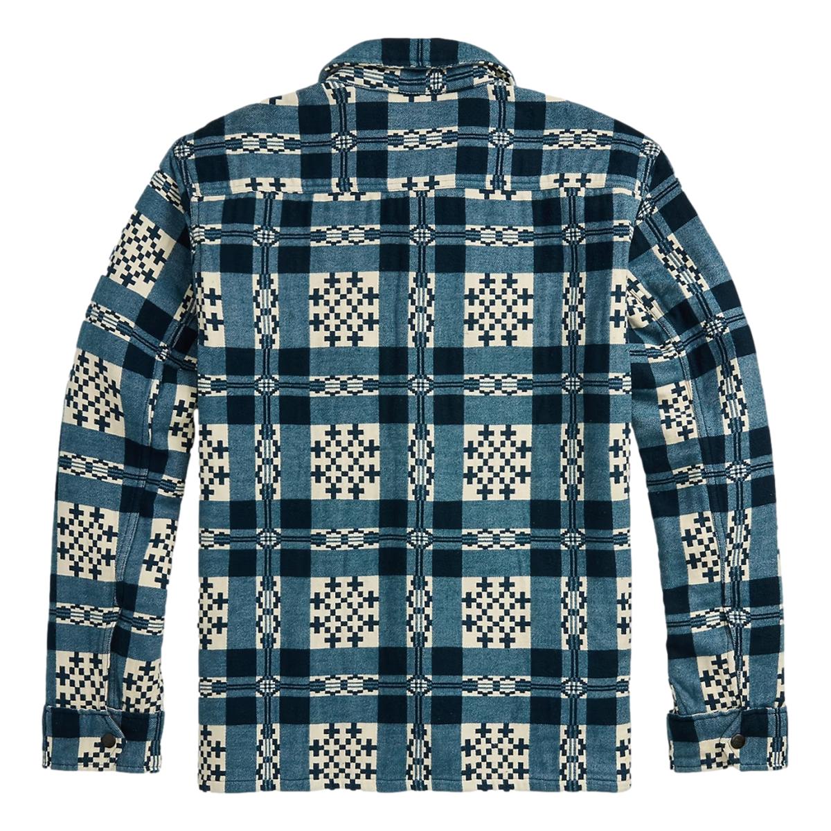 Patterned Jacquard Overshirt Cream Navy - Shirt