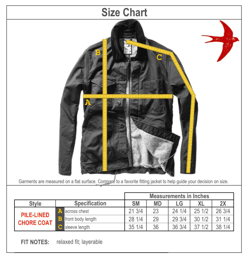 Pile-Lined Chore Coat Dk Navy Canvas - Jacket