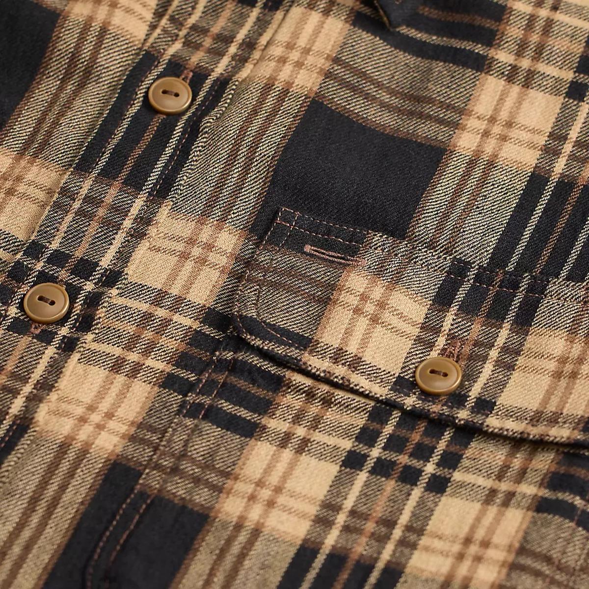 Plaid Cotton-Linen Workshirt Black Brown Tan - Shirt
