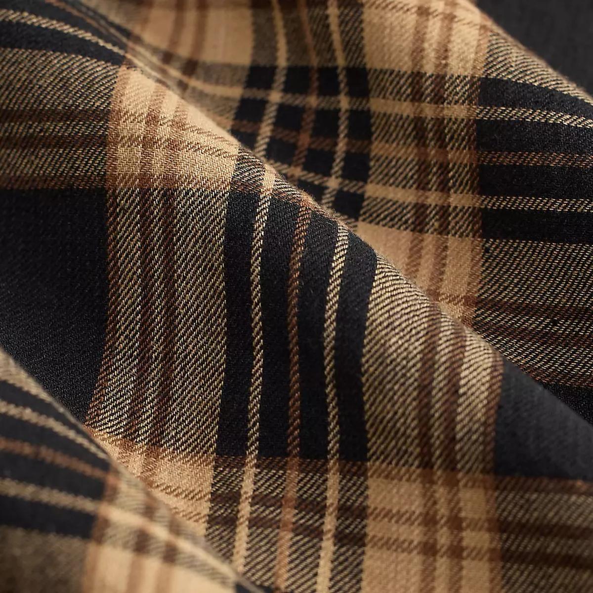 Plaid Cotton-Linen Workshirt Black Brown Tan - Shirt