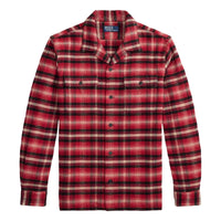 Plaid Flannel Camp Shirt Red Cream Multi - Shirt