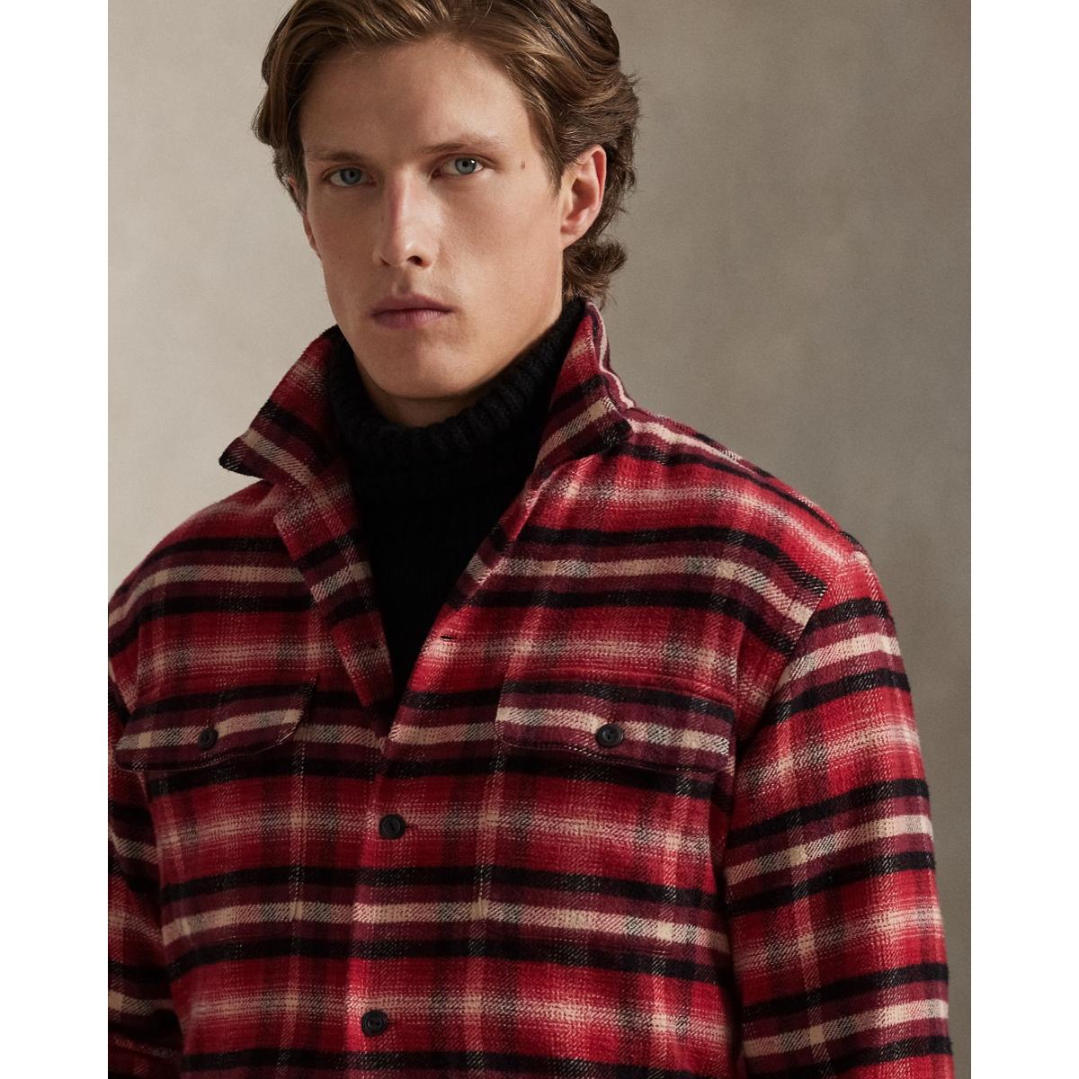 Plaid Flannel Camp Shirt Red Cream Multi - Shirt