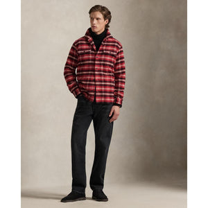 Plaid Flannel Camp Shirt Red Cream Multi - Shirt