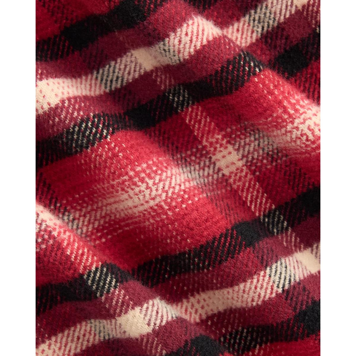 Plaid Flannel Camp Shirt Red Cream Multi - Shirt