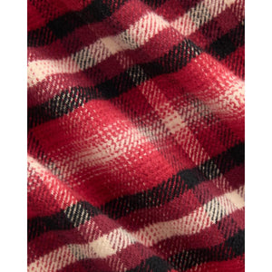 Plaid Flannel Camp Shirt Red Cream Multi - Shirt