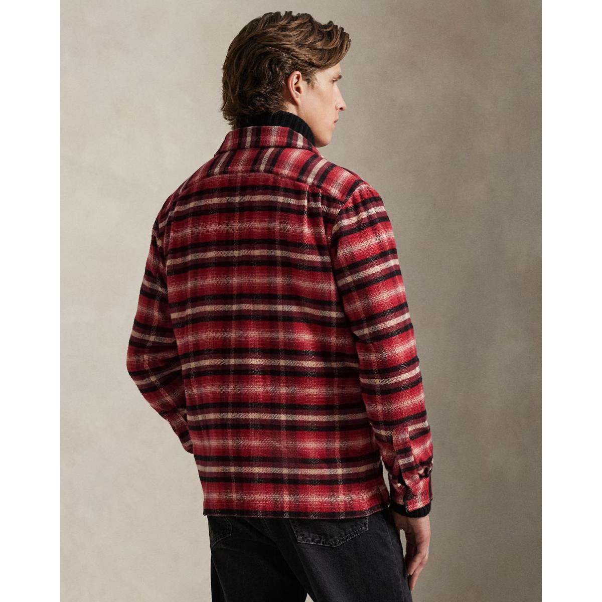 Plaid Flannel Camp Shirt Red Cream Multi - Shirt