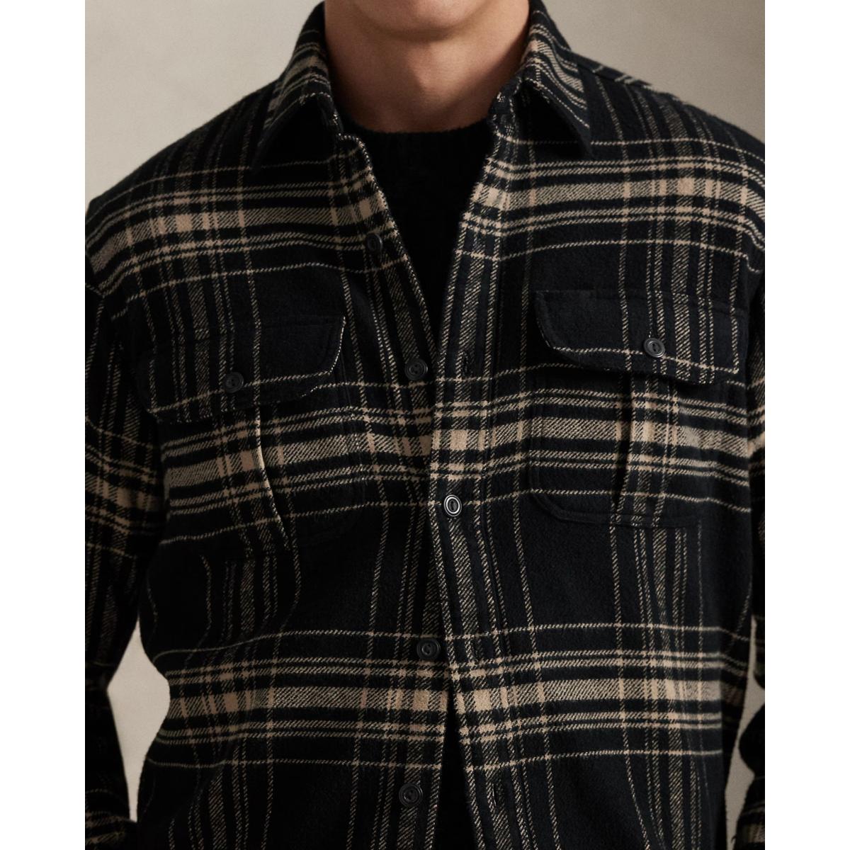 Plaid Flannel Workshirt Black Cream - Shirt