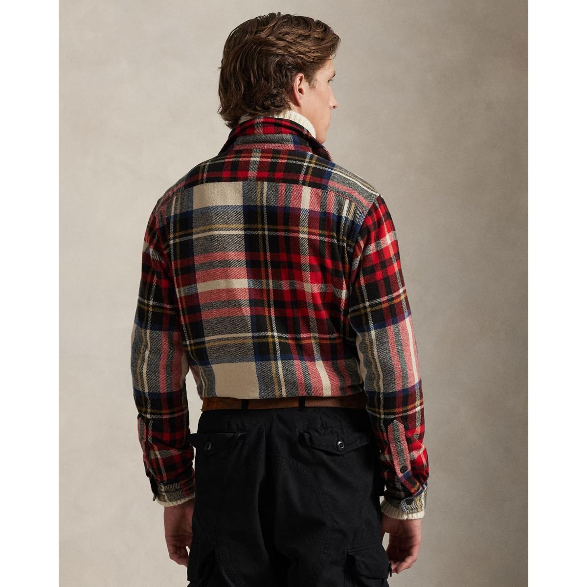 Plaid Flannel Workshirt Cream Red Multi - Shirt