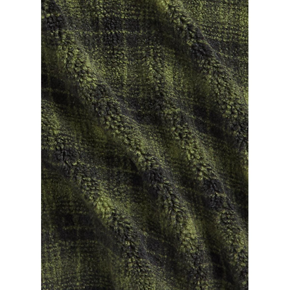 Plaid Fleece Jacket Green Plaid - knitwear