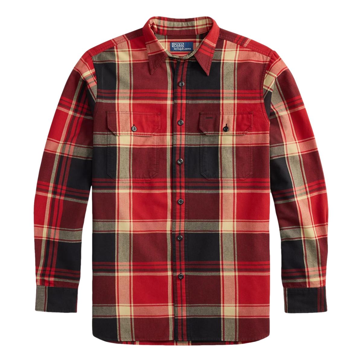Plaid Oxford Workshirt Red Black Multi - Shirt