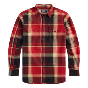 Plaid Oxford Workshirt Red Black Multi - Shirt