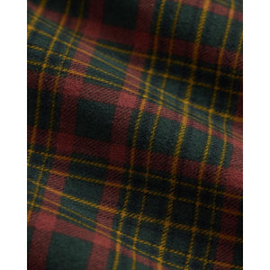 Plaid-Print Flannel Workshirt Green Red - Shirts