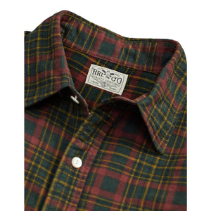 Plaid-Print Flannel Workshirt Green Red - Shirts