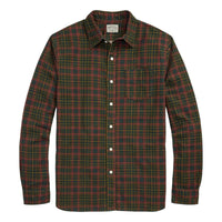 Plaid-Print Flannel Workshirt Green Red - Shirts