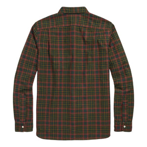 Plaid-Print Flannel Workshirt Green Red - Shirts