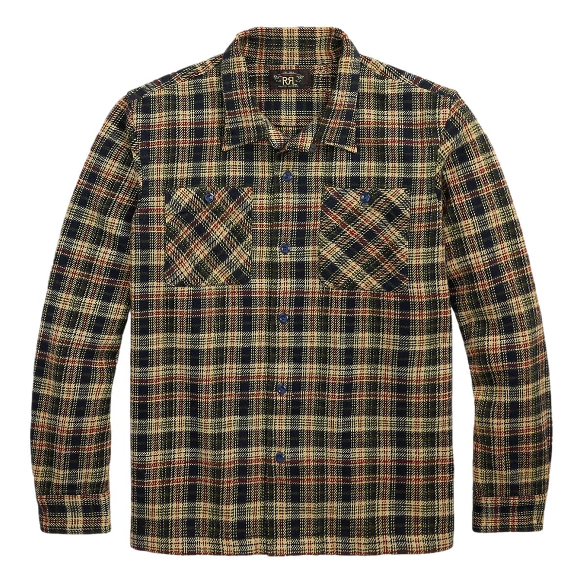 Plaid Twill Camp Shirt Navy Multi - Shirts