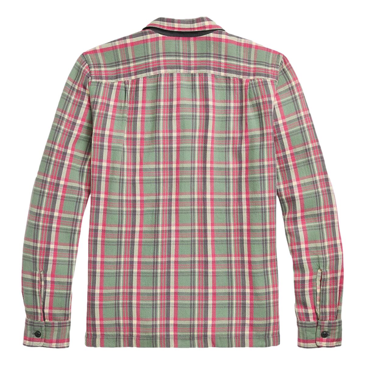 Plaid Twill Camp Shirt Sage Red Multi - Shirt